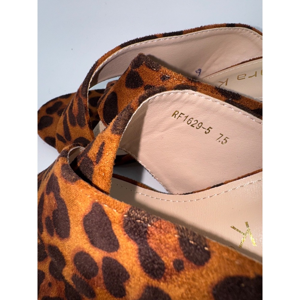 Allegra K Crisscross Strap Block 7.5 mule Heel Slide Sandal leopard Y2K Coquette - Picture 6 of 10